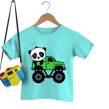 משאית מפלצת בגדי ילדים בנות 8 עד 9 שנים Y2k חולצות שרוול קצר בקיץ מצחיק פנדה הדפסת החולצה T Kawaii בייבי בנים החולצות.